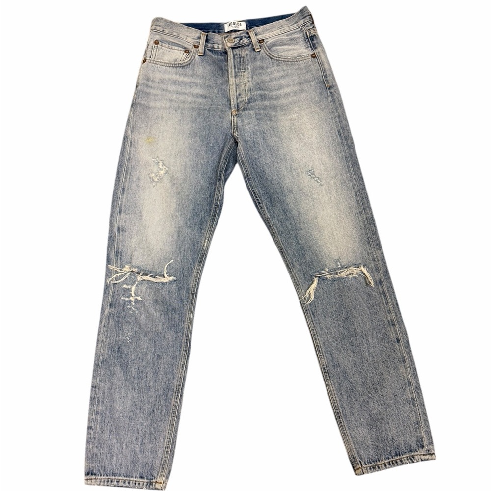 Agolde Women's Straight Leg Distressed Light Wash Jeans